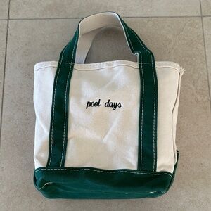 L.L. Bean Canvas Boat and Tote small in Green and Cream